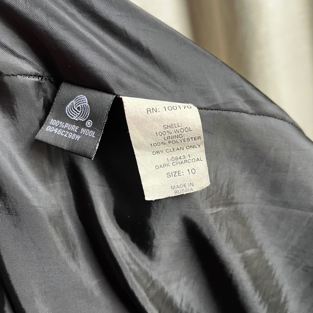 Sandro Charcoal Wool Belted Jacket Coat Y2K Minimalist Size 10 - Picture 5 of 8